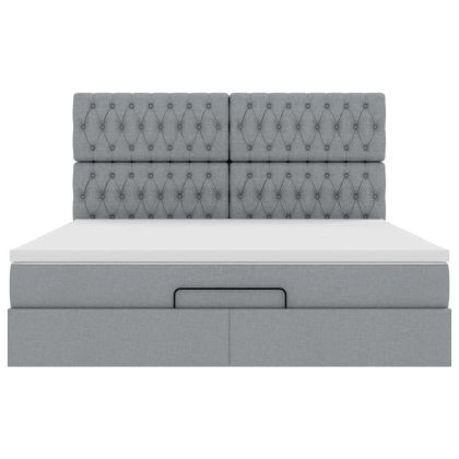 Османска легло с матрак, светлосиво, 180x200 см, плат