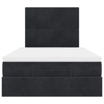 Османска легло с матраци, черно, 120x200 см, кадифе