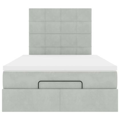 Османска легло с матраци, светлосиво, 120x200 см, кадифе