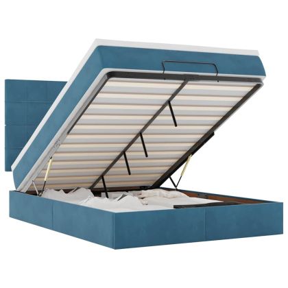 Легло с матраци Тъмно синьо 140x190cm кадифе