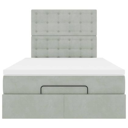 Османска легло с матраци, светлосиво, 120x200 см, кадифе