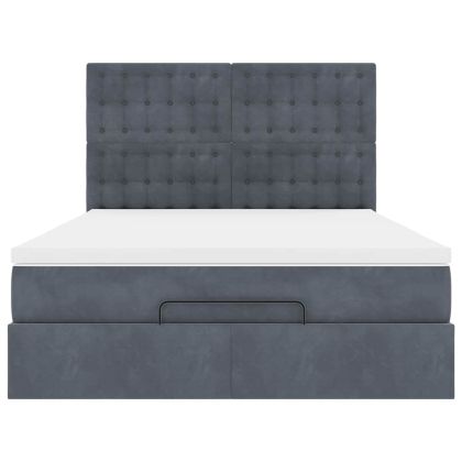 Османско легло с матраци Тъмно сиво 140x190cm кадифе