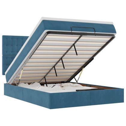 Легло с матраци Тъмно синьо 140x190cm кадифе