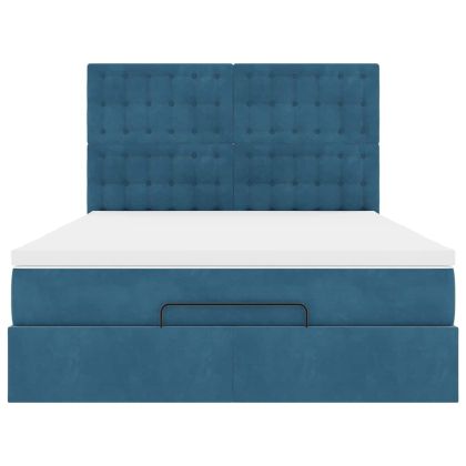 Легло с матраци Тъмно синьо 140x190cm кадифе