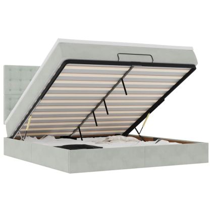 Османска легло с матраци, светлосиво, 180x200 см, кадифе