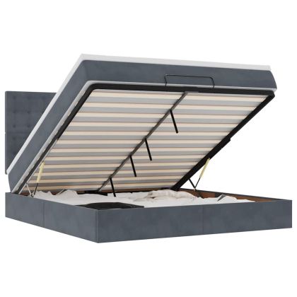 Османска легло с матраци, тъмносиво, 180x200 см, кадифе