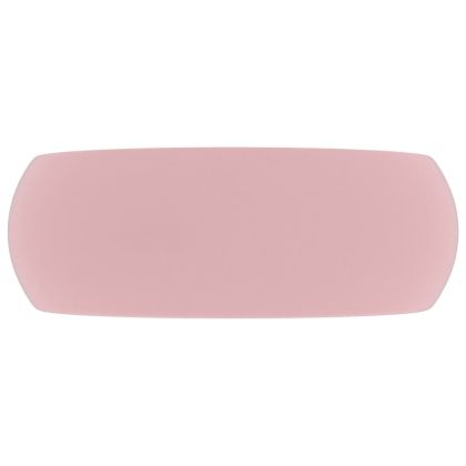 Луксозна кръгла мивка, матово розова, 40x15 см, керамика