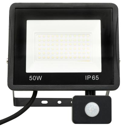 LED прожектор със сензор, 50 W, студено бяло