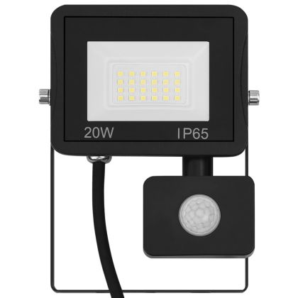 LED прожектор със сензор, 20 W, топло бяло