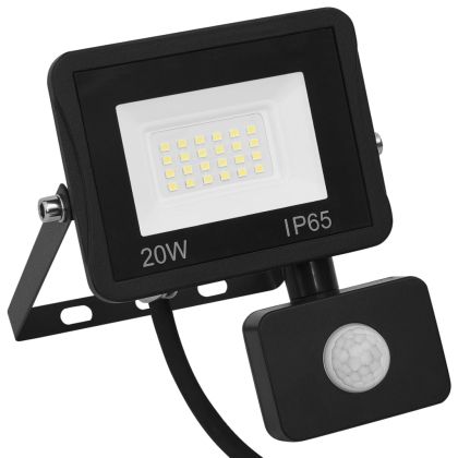 LED прожектор със сензор, 20 W, топло бяло