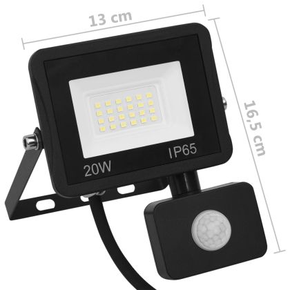 LED прожектор със сензор, 20 W, топло бяло