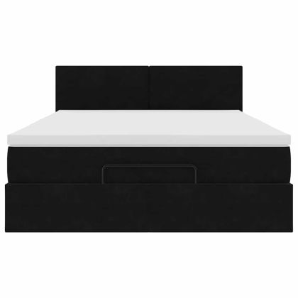 Османско легло с матрак черно 140x190cm кадифе