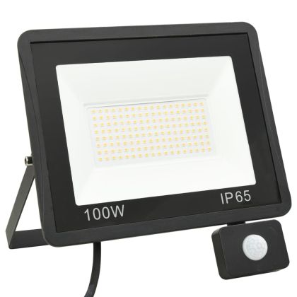 LED прожектор със сензор, 100 W, топло бяло