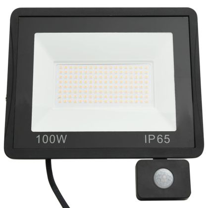 LED прожектор със сензор, 100 W, топло бяло