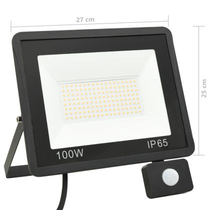 LED прожектор със сензор, 100 W, топло бяло