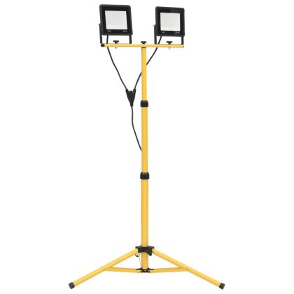 LED прожектор със статив, 2x50 W, студено бяло