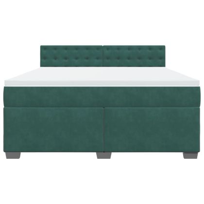 Боксспринг легло с матрак, тъмнозелено, 180x200 см, кадифе