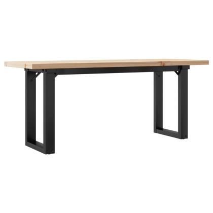 Кафе маса О-образна рамка 110x40x45,5 см бор масив и стомана