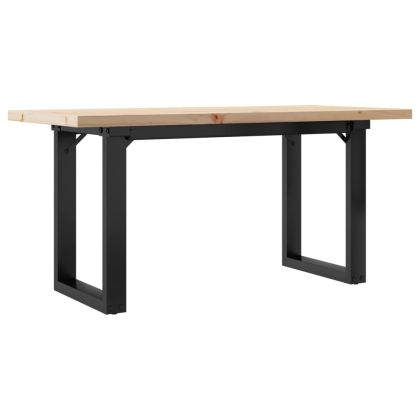 Кафе маса О-образна рамка 90x40x45,5 см бор масив и стомана