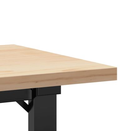 Кафе маса О-образна рамка 90x40x45,5 см бор масив и стомана