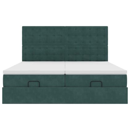 Османска легло с матраци, тъмнозелено, 180x200 см, кадифе