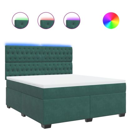 Боксспринг легло с матрак, тъмнозелено, 180x200 см, кадифе