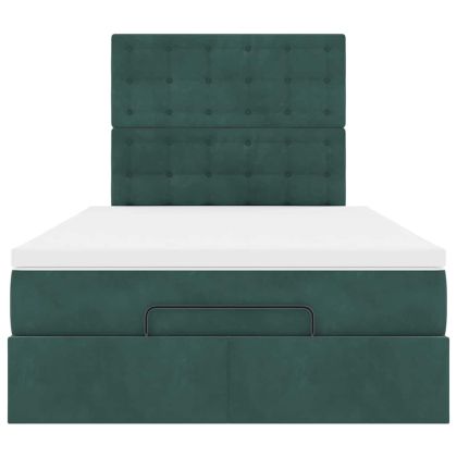 Османска легло с матраци, тъмнозелено, 120x200 см, кадифе