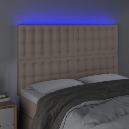 LED горна табла за легло, капучино, 144x5x118/128 см