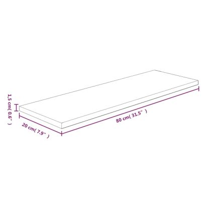 Дъска за рафт, 80x20x1,5 см, необработен масивен дъб