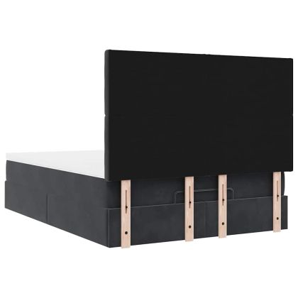 Османско легло с матраци черно 140x190cm кадифе