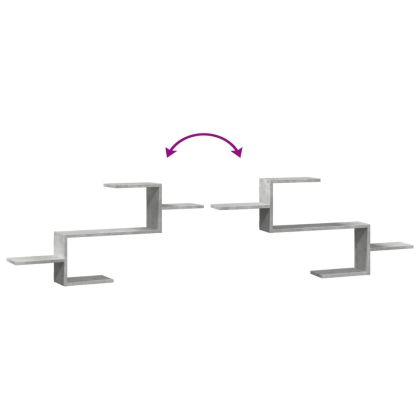 Стенен рафт, бетонно сив, 104x15x49 см, инженерно дърво