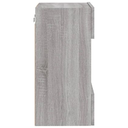 Стенни шкафове с LED светлини за телевизор, 2 бр, сив сонома, 40x30x60,5 см