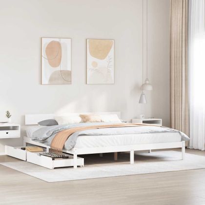 Рамка за легло без матрак, бял, 180x200 см, бор масив