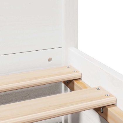 Рамка за легло без матрак, бял, 75x190 см, борово дърво масив