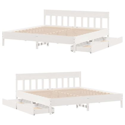 Рамка за легло без матрак, бял, 180x200 см, бор масив