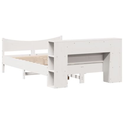 Рамка за легло без матрак, бял, 160x200 см, бор масив