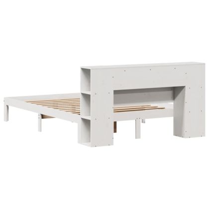 Легло с етажерка за книги, без матрак, 120x200 см, бор масив