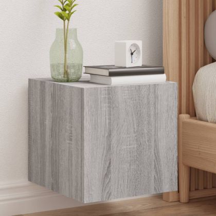 Стенен ТВ шкаф с LED осветление, сив сонома, 30,5x35x30 см