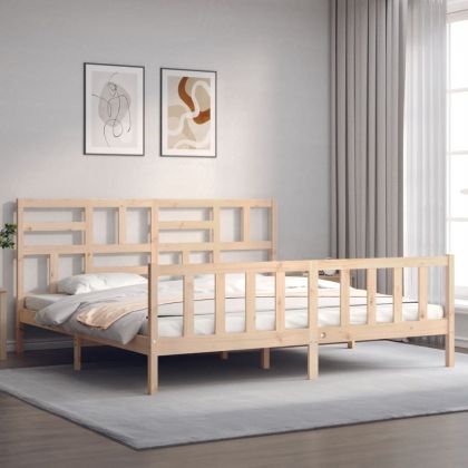 Рамка за легло с табла Super King Size дърво масив