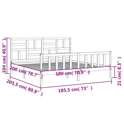 Рамка за легло с табла Super King Size дърво масив