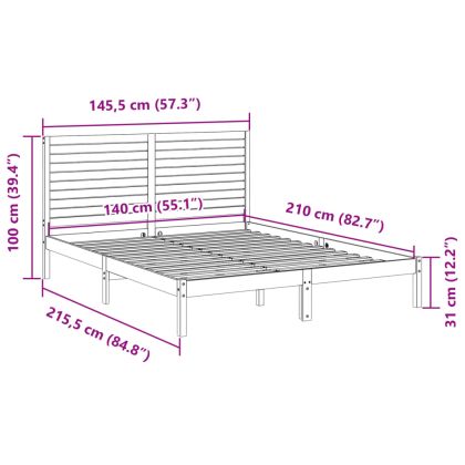 Рамка за легло без матрак, 140x210 см, масивна дървесина
