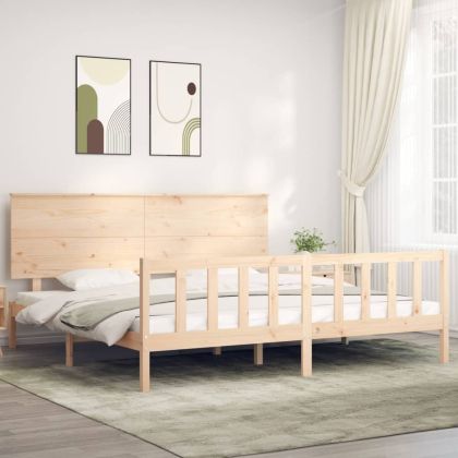 Рамка за легло с табла Super King Size дърво масив