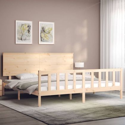 Рамка за легло с табла Super King Size дърво масив