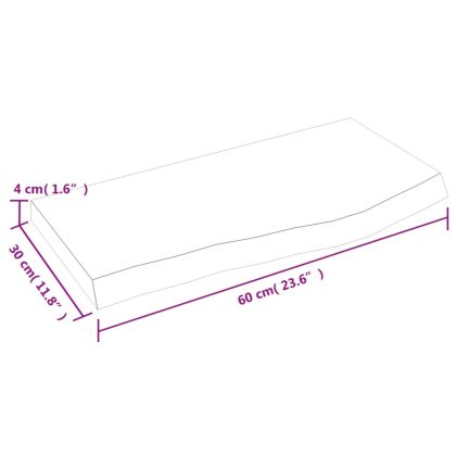 Стенен рафт светлокафяв 60x30x(2-4) см обработен масивен дъб