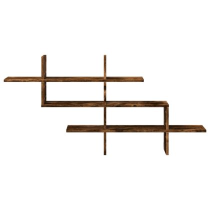 Стенен рафт, опушен дъб, 124,5x18x60,5 см, инженерно дърво