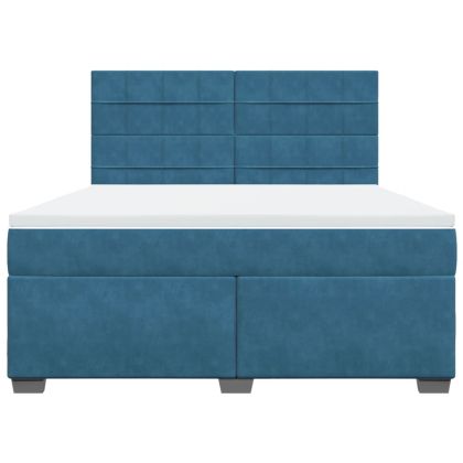 Боксспринг легло с матрак, синьо, 180x200 см, кадифе