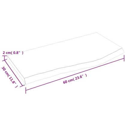 Стенен рафт тъмнокафяв 60x30x2 см обработен масивен дъб