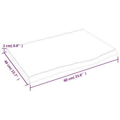 Стенен рафт тъмнокафяв 60x40x2 см обработен масивен дъб