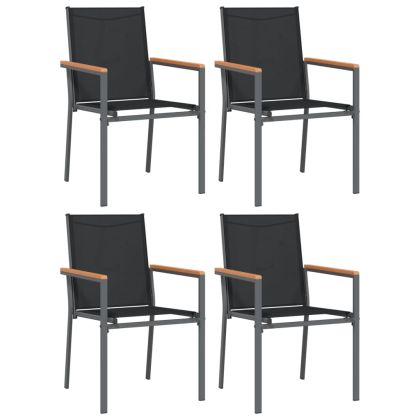Градински столове 4 бр черни 55x61,5x90 см Textilene и стомана
