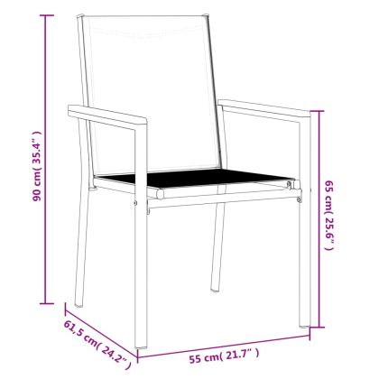Градински столове 4 бр черни 55x61,5x90 см Textilene и стомана